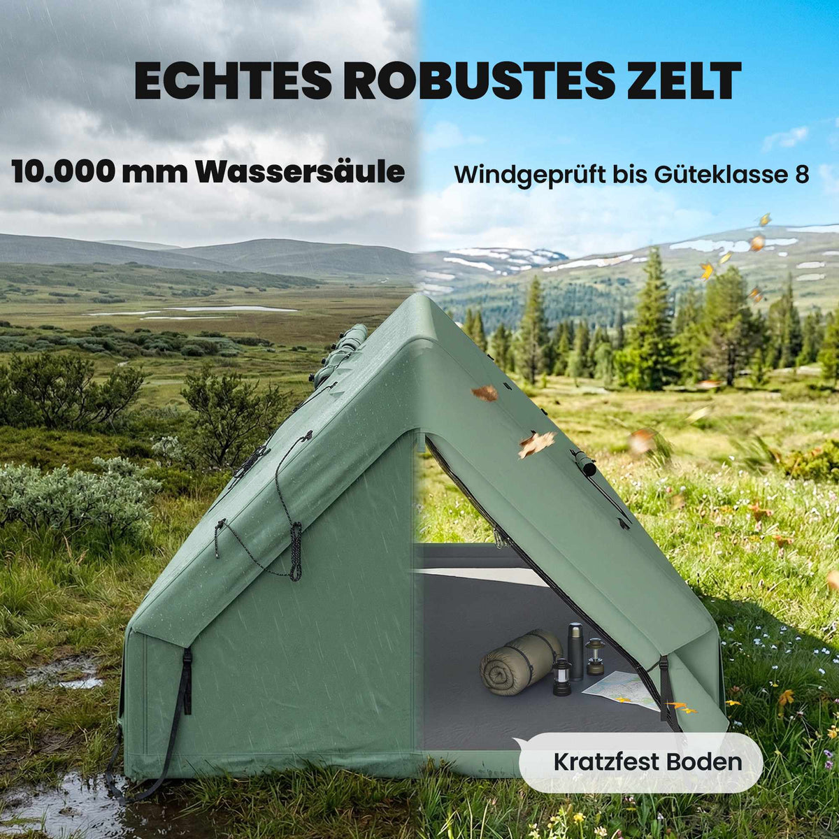 Inflatable 4-Season Tent for 8-10 People, Waterproof