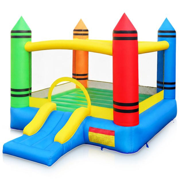 Inflatable Bounce House With Slide, Crayon Theme
