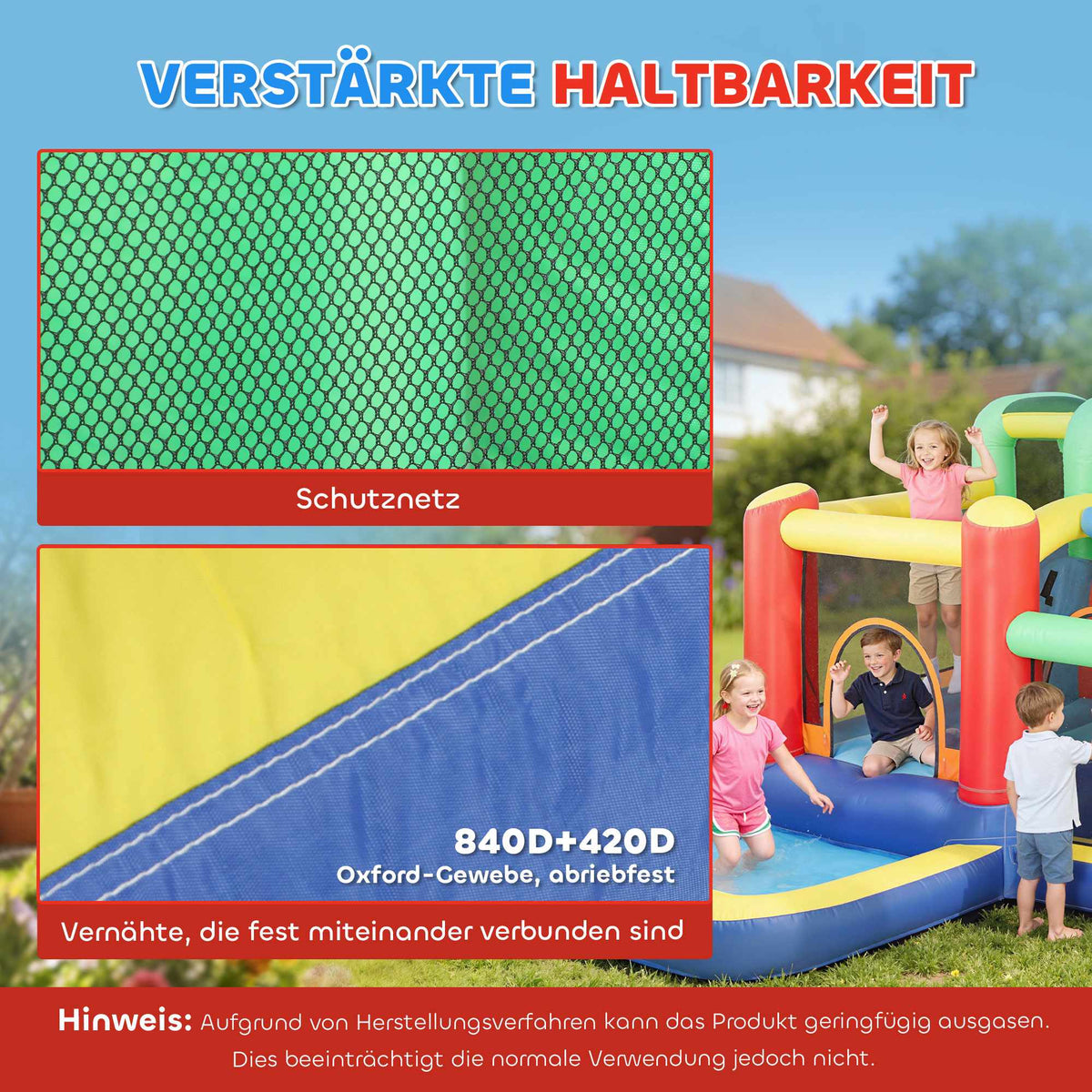 Inflatable Bounce House with Slide & Pool for Kids 3-8