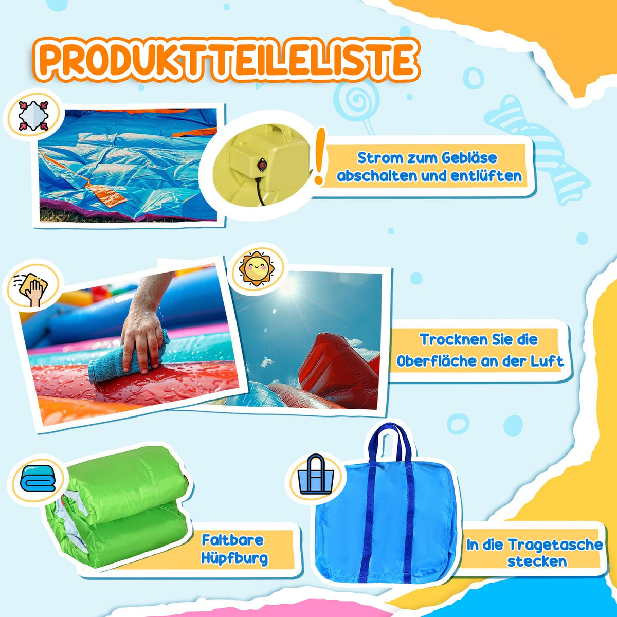 Inflatable Bouncy Castle Play Castle With Slide, Punching Bag, Ball Ring, Tunnel, Water Gun, For Children 3-8 Years, Water Park