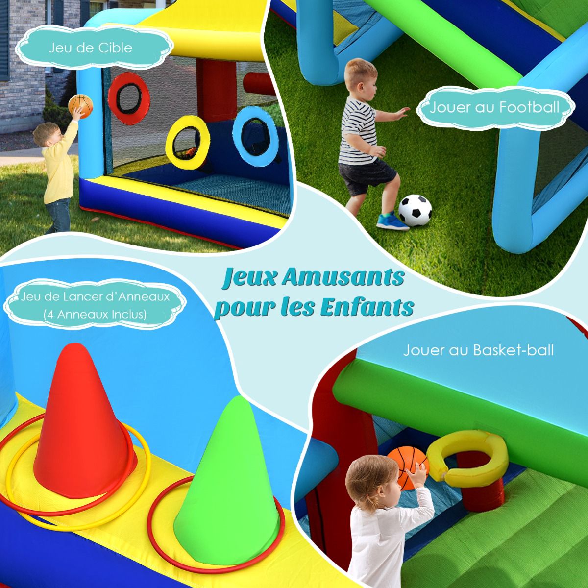 Inflatable Bouncy Castle With Double Slides, 450W Blower