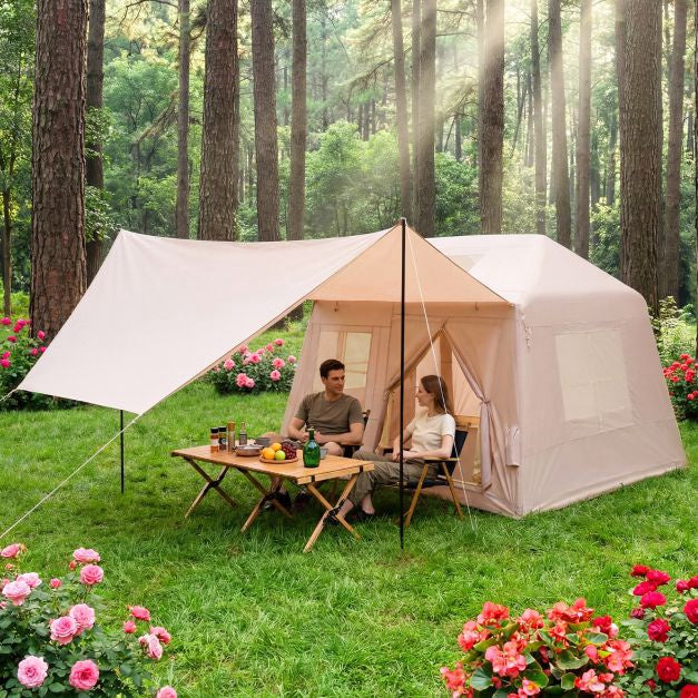 Inflatable Camping Tent, 4–6 Person, Pump, Canopy