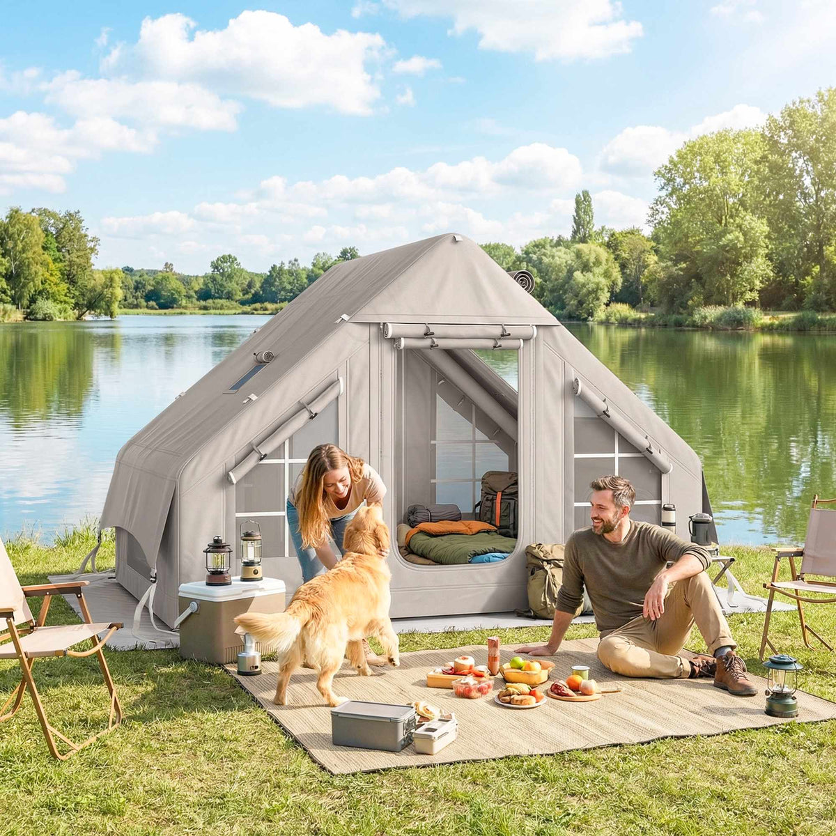 Inflatable Camping Tent, 5-8 People, 5000mm Waterproof