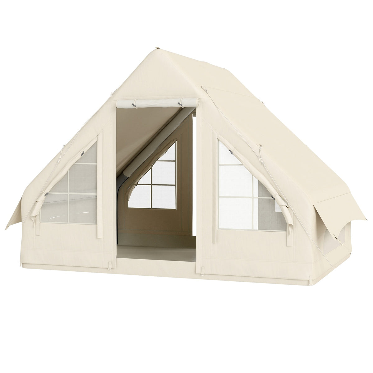 Inflatable Camping Tent Inflatable Tent with Window, Door for 3 People Family Tent with Storage Bag, Air Pump Oxford Waterproof & Windproof Glamping Tent for 4 Seasons