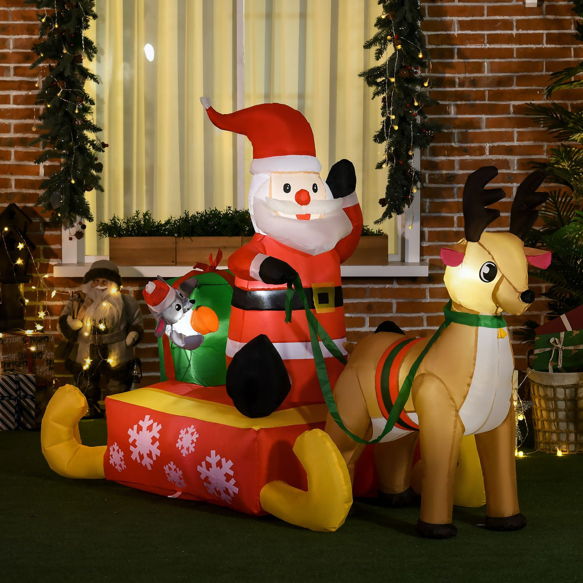 Inflatable Christmas Decoration, 1.22m Santa Claus with LED Lighting, Garden Decoration, Self-Inflating Christmas Lights for Indoor and Outdoor Use