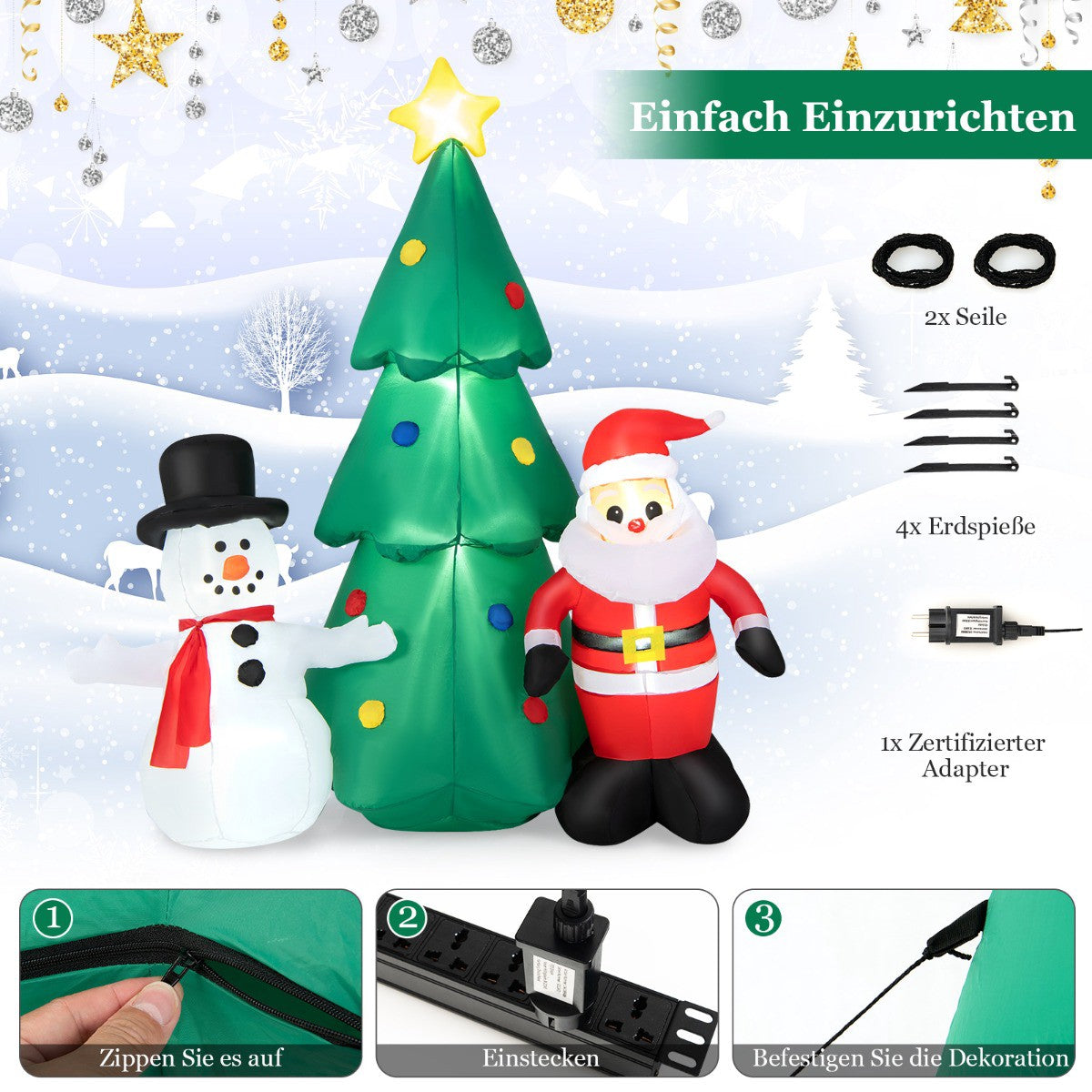 Inflatable Christmas Decoration, 185 cm, LED Santa Set