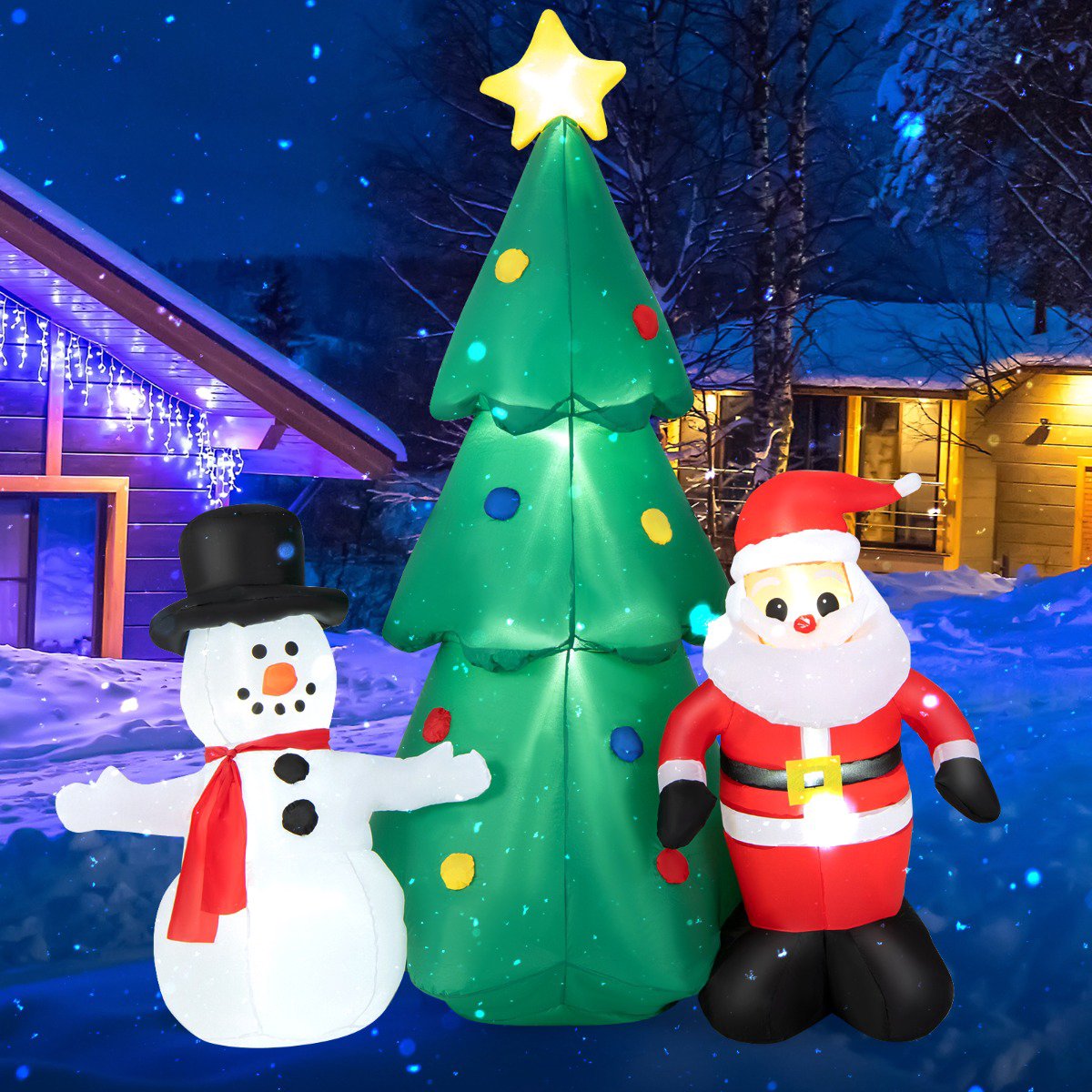 Inflatable Christmas Decoration, 185 cm, LED Santa Set