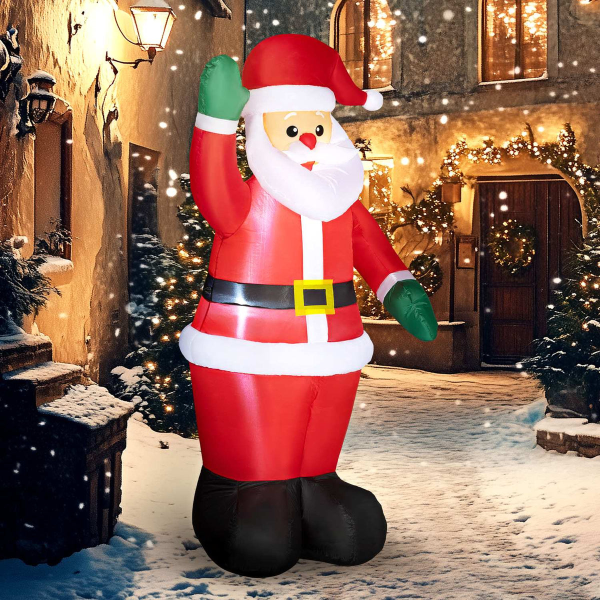 Inflatable Christmas Decoration, 6ft Santa Claus with LED Lighting, Garden Decoration, Self-Inflating Christmas Lights for Indoor and Outdoor Use