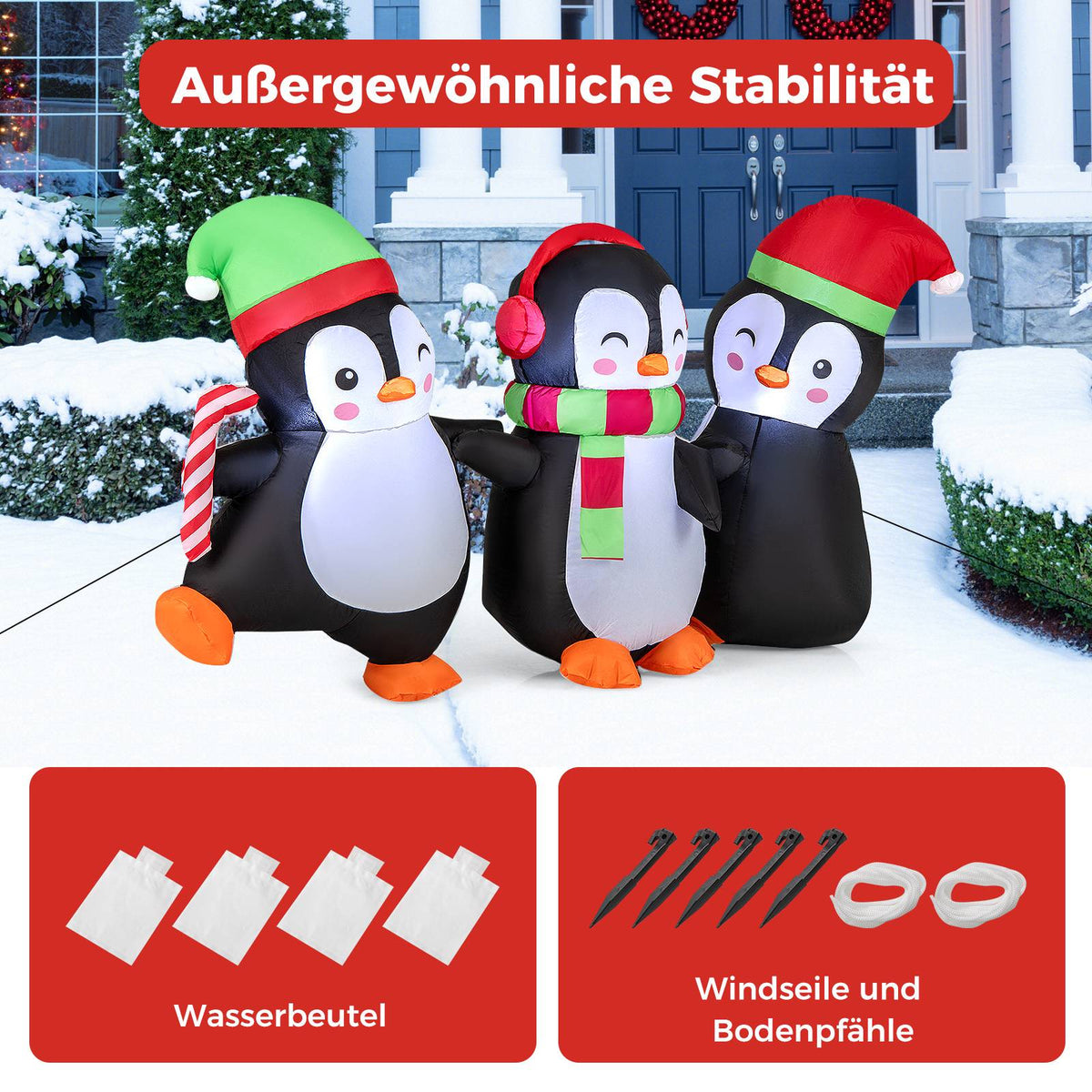 Inflatable Christmas Penguin Family, LED Lights, 170 cm