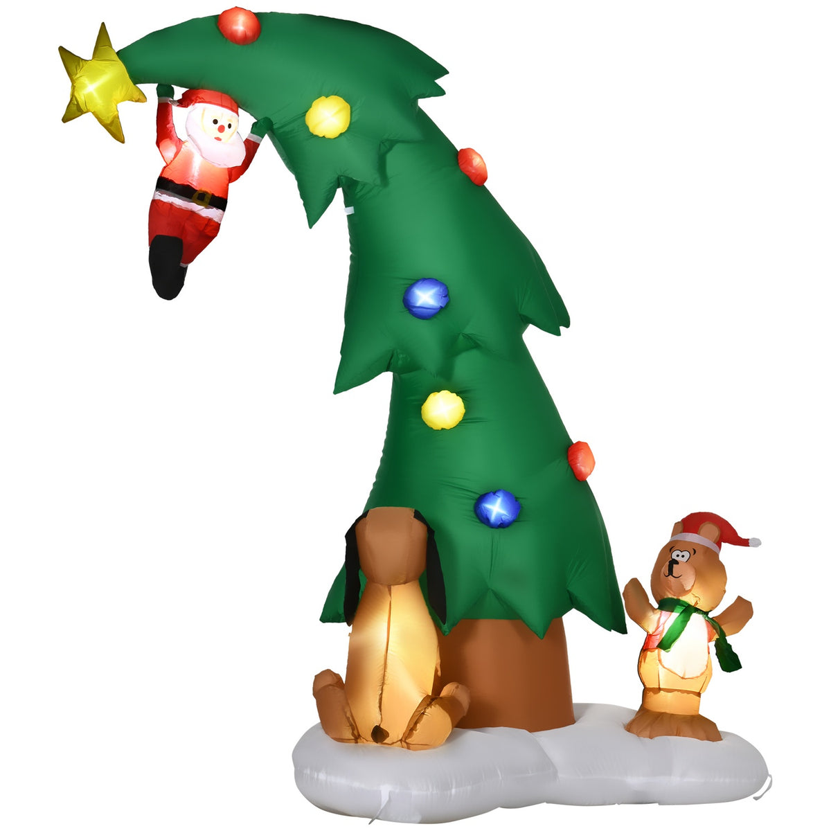 Inflatable Christmas Tree Santa Claus 223 Cm Christmas Decoration Christmas Lights Ip44 Santa Led Self-Inflating Polyester