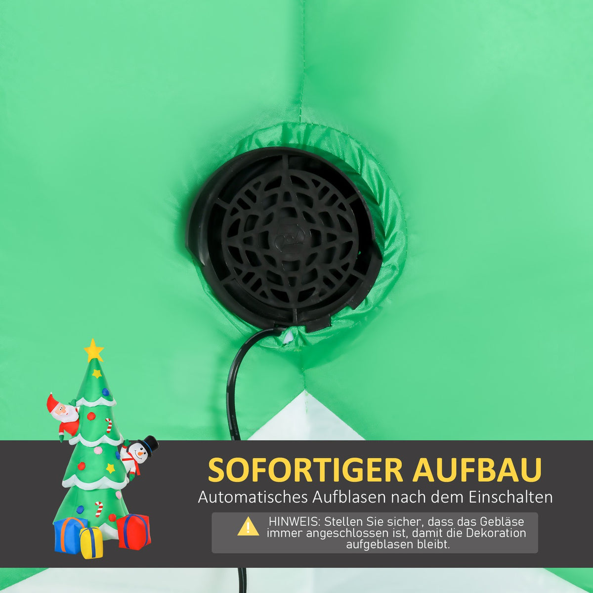 Inflatable Christmas Tree With Santa Claus Snowman And Gift Box 210 Cm Led Self-Inflating Polyester Green 144 X 125 X 210 Cm