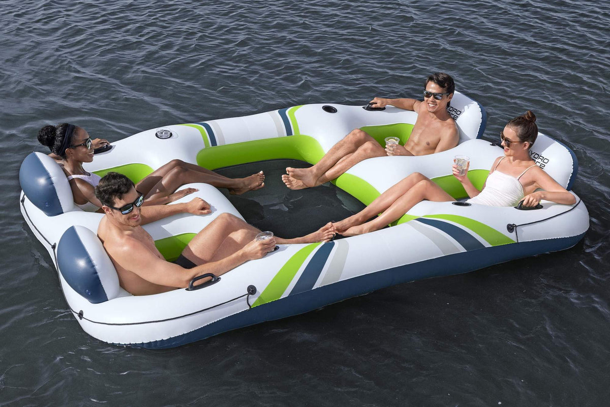 Inflatable Floating Island with Mesh Seats and Cup Holders