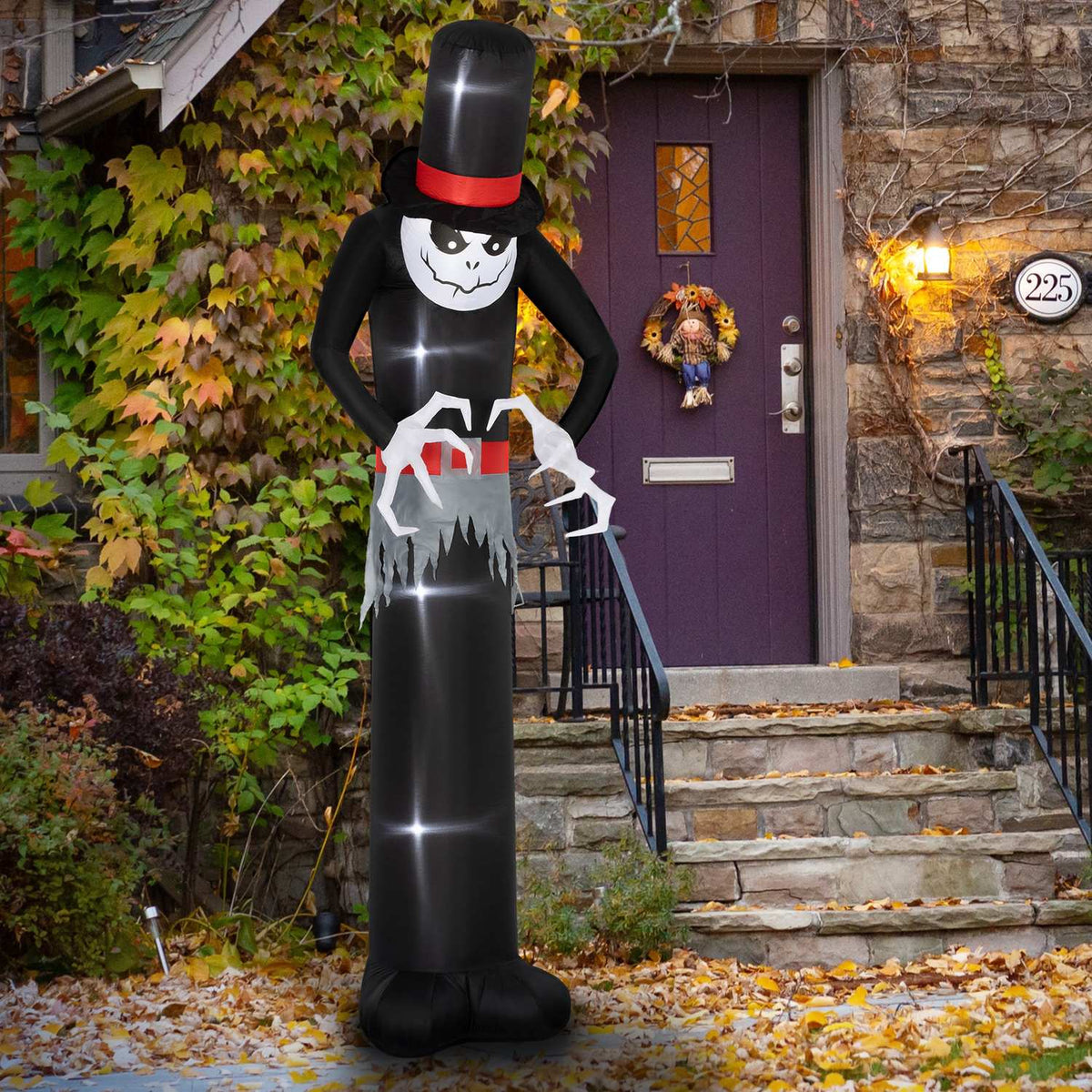 Inflatable Halloween Ghost with Hat, 5 LED Lights, 306cm