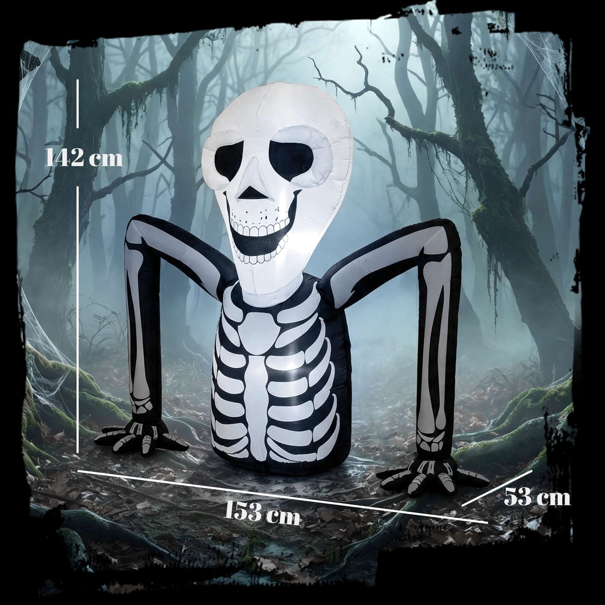 Inflatable Halloween Skeleton with LED Lights, 210T Polyester