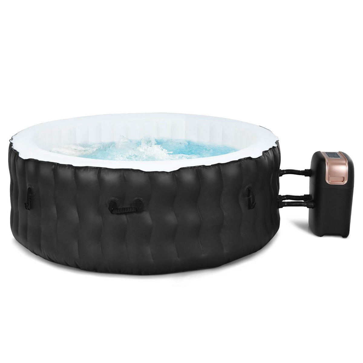 Inflatable Hot Tub, 4-Person, 108 Bubble Jets, Black