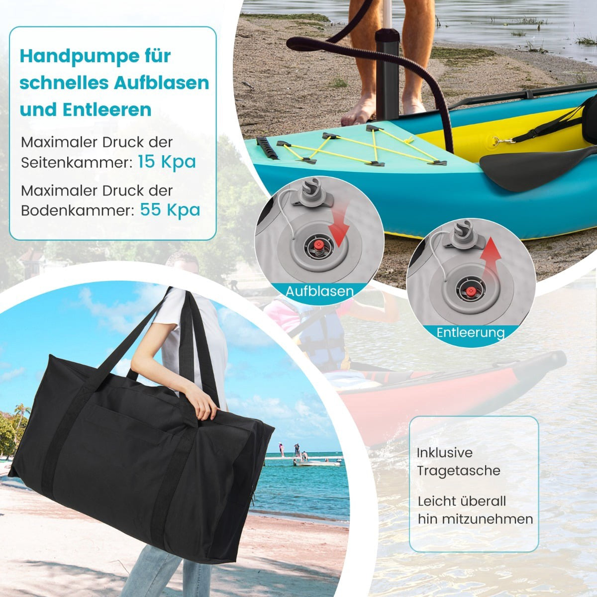 Inflatable Kayak Set with Aluminum Paddles & EVA Seats