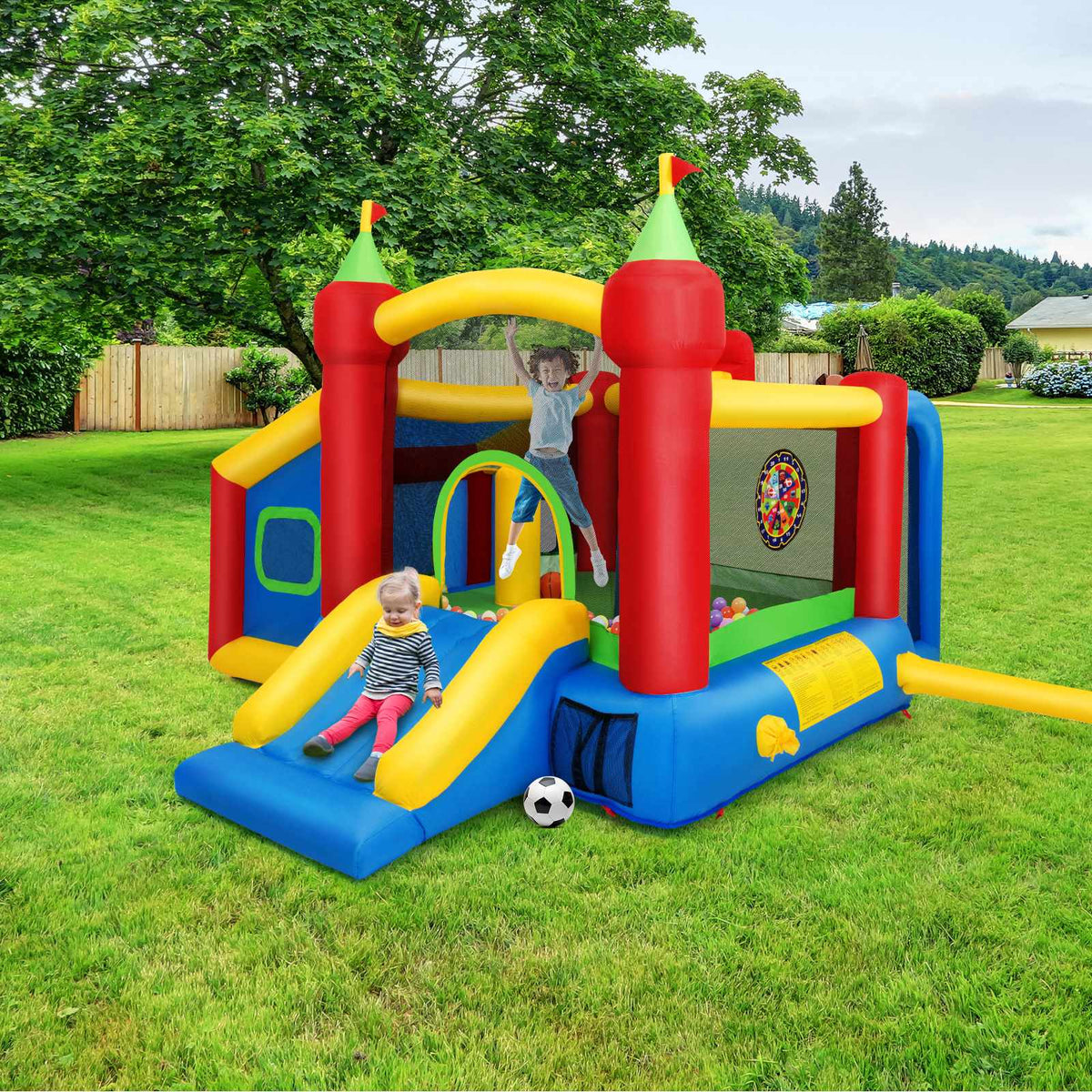 Inflatable Kids Bounce House With Slide, 100 Balls, No Blower