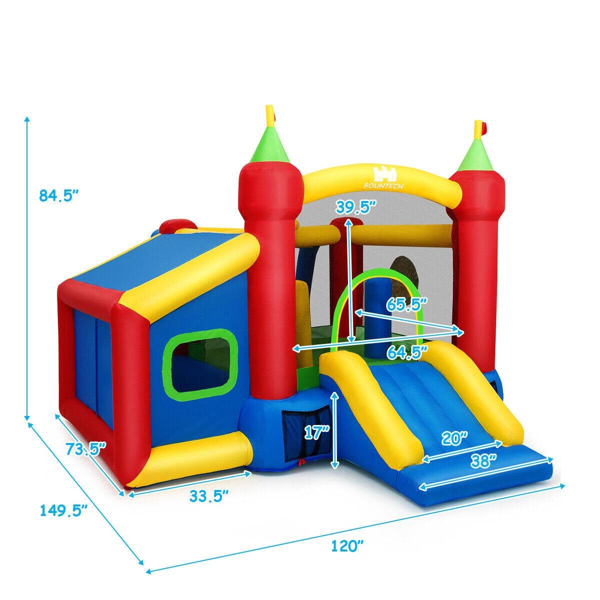 Inflatable Kids Bounce House With Slide, 100 Balls, No Blower