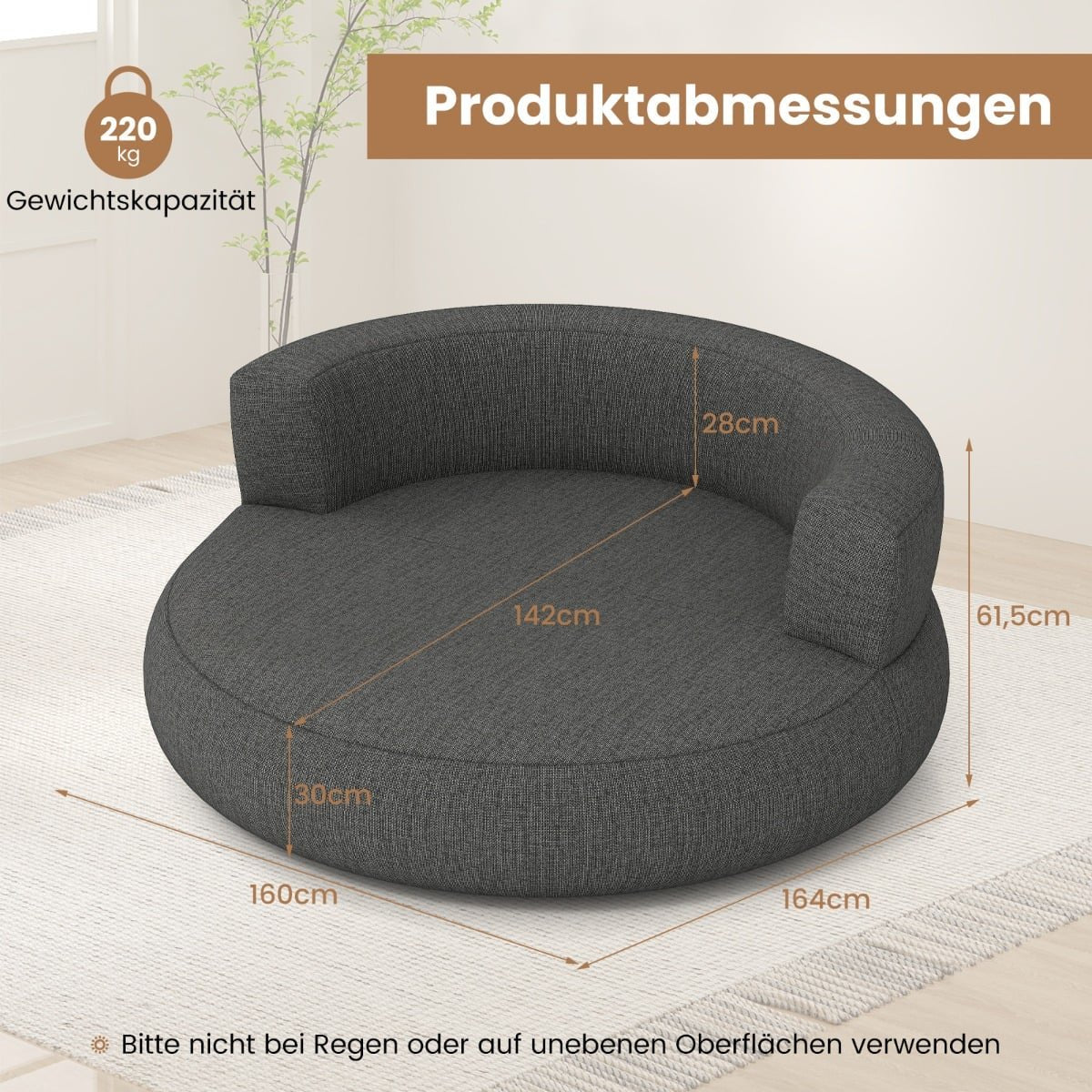 Inflatable Lounger Sofa with Removable Cover, Grey