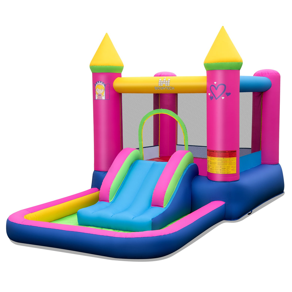 Inflatable Princess Bounce House with Slide & Ball Pit