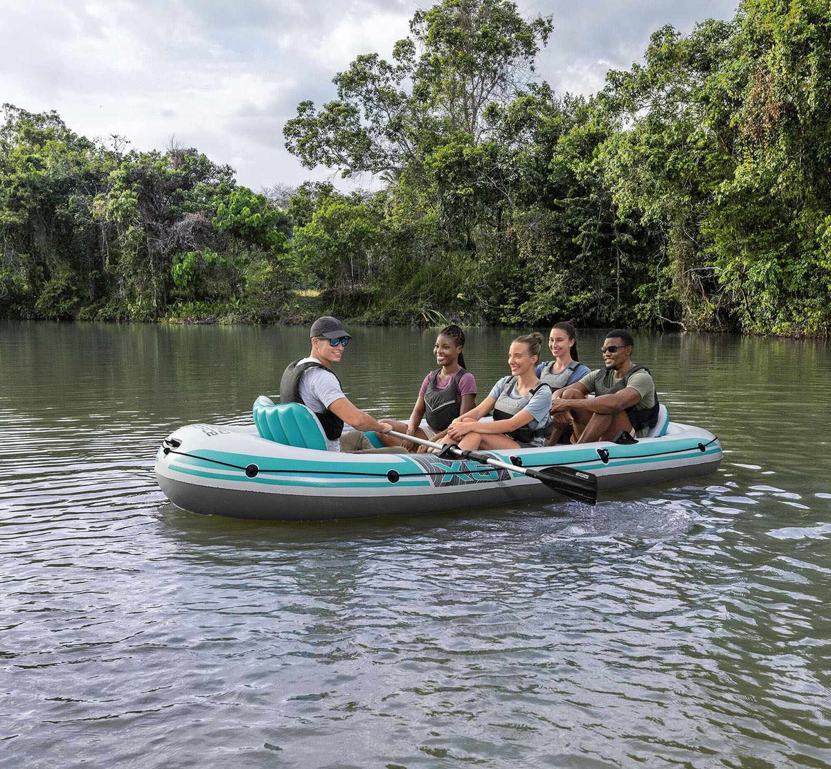 Inflatable Raft Set with Oars, Seats, Motor Mount, 3.64m