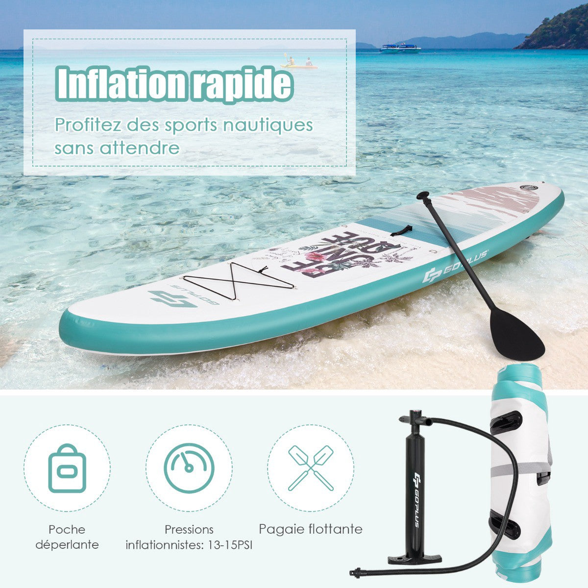 Inflatable SUP Board 320 cm, Paddle Pump Backpack Set