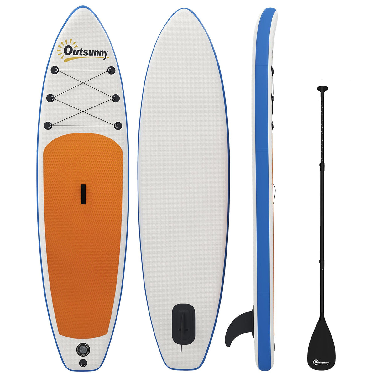 Inflatable SUP Board Set with Paddle, Fin, and Backpack