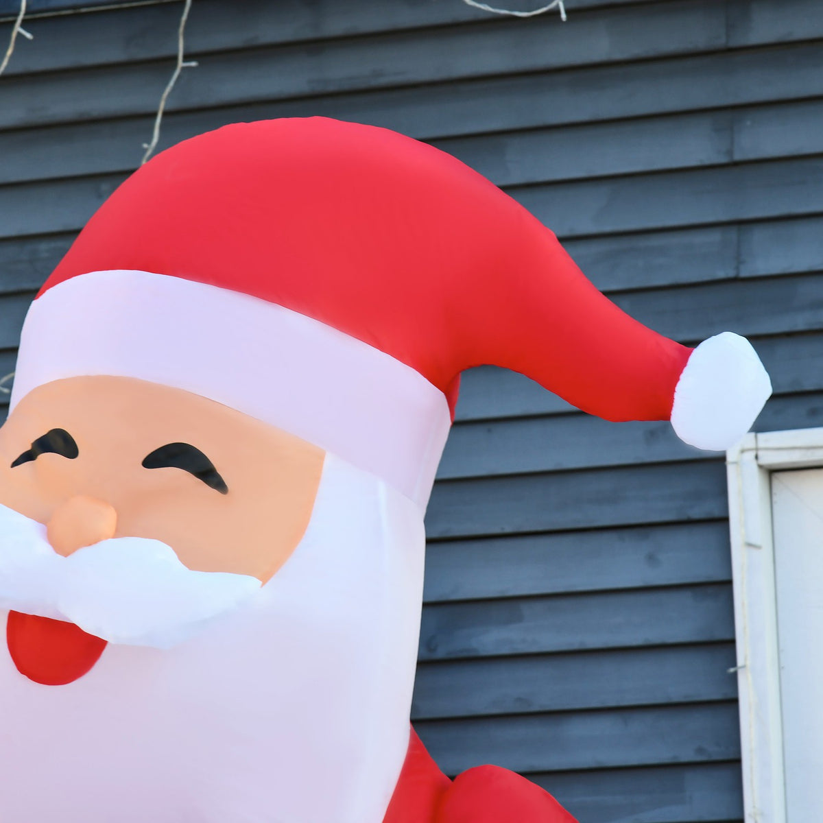 Inflatable Santa Claus With Candy Cane 250Cm Led With Blower Christmas Party Christmas Decoration White+Red+Green 140 X 85 X 250Cm