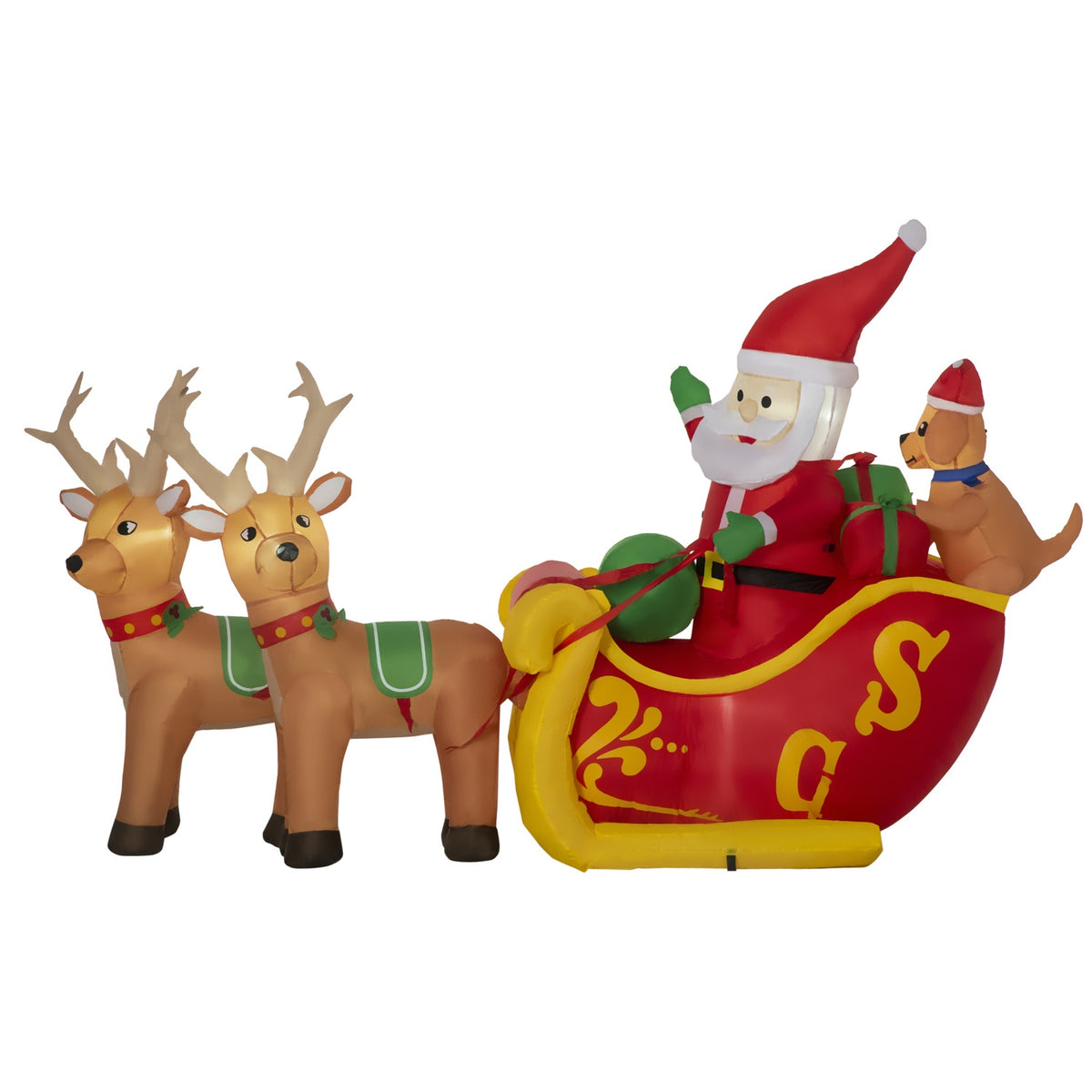 Inflatable Santa Claus With Sleigh And Dogs With Led Lights Christmas Decoration With Blower Weatherproof 230 X 80 X 150 Cm