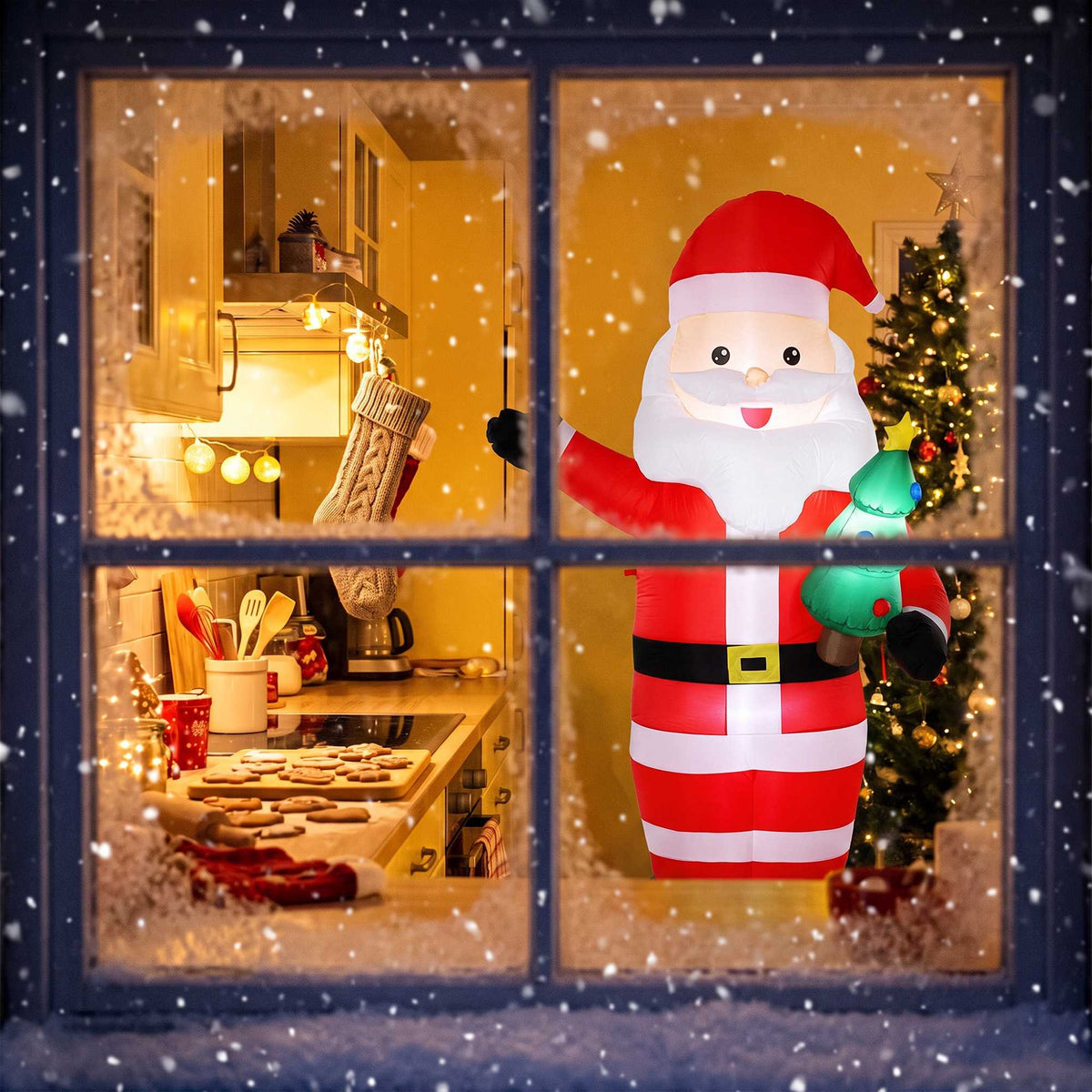 Inflatable Santa with LED Lights, 243 cm Outdoor Decor