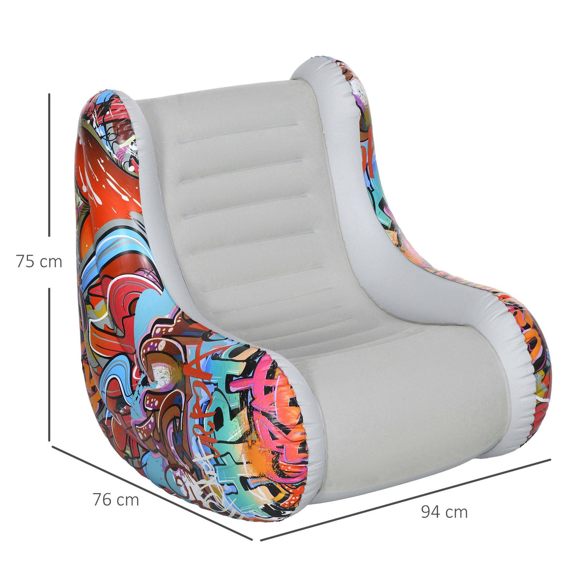 Inflatable Sofa Folding Air Chair With Rocking Function, Up To 80 Kg, For Camping & Home, Light Grey, 94X76X75Cm