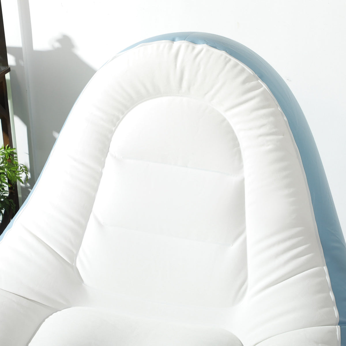Inflatable Sofa With Footstool Air Sofa With Cup Holder, For Camping & Home, White, 125X100X87Cm