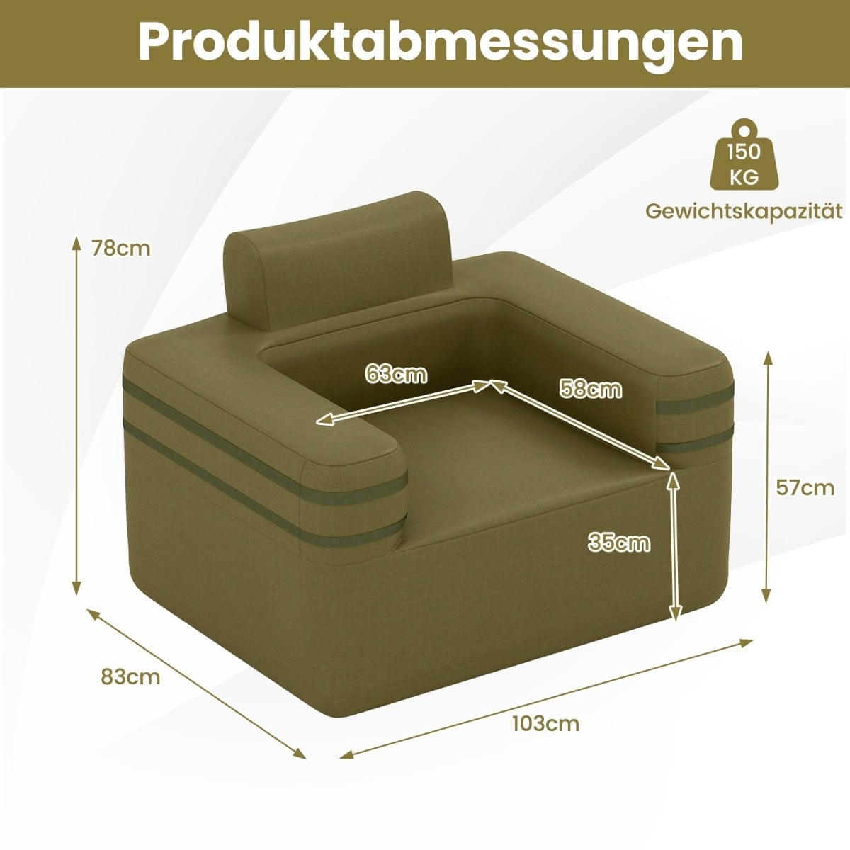 Inflatable Sofa with Built-In Pump & Storage Bag for Camping