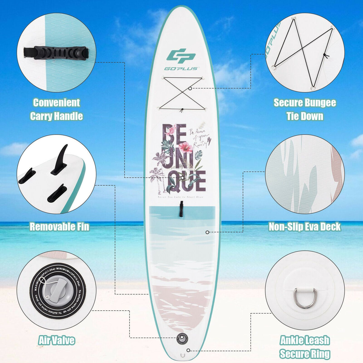 Inflatable Stand Up Paddle Board 10.5 Ft With Paddle, Pump