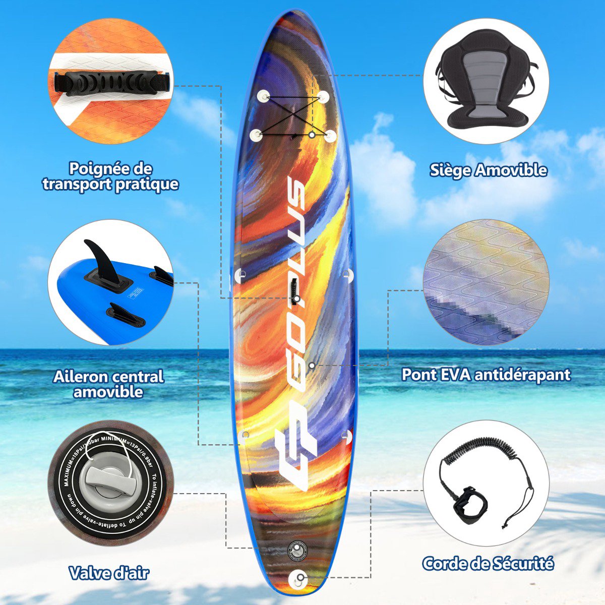 Inflatable Stand Up Paddle Board 320cm, Seat, 150kg