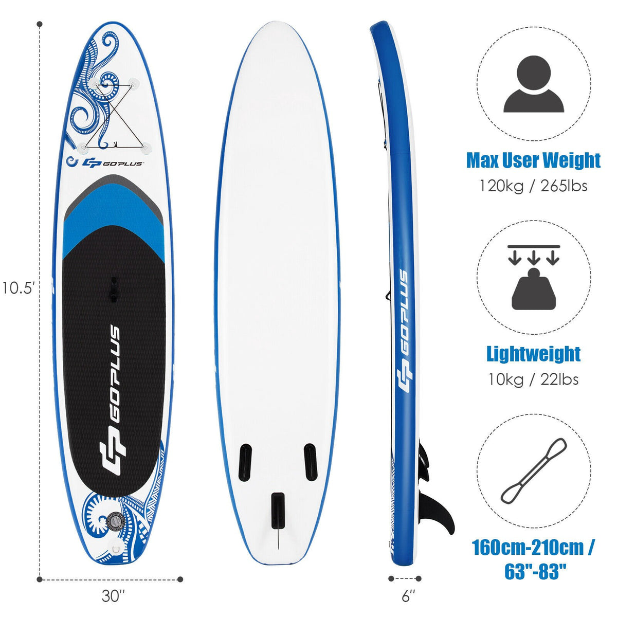 Inflatable Stand Up Paddle Board 320x75cm, Paddle Set