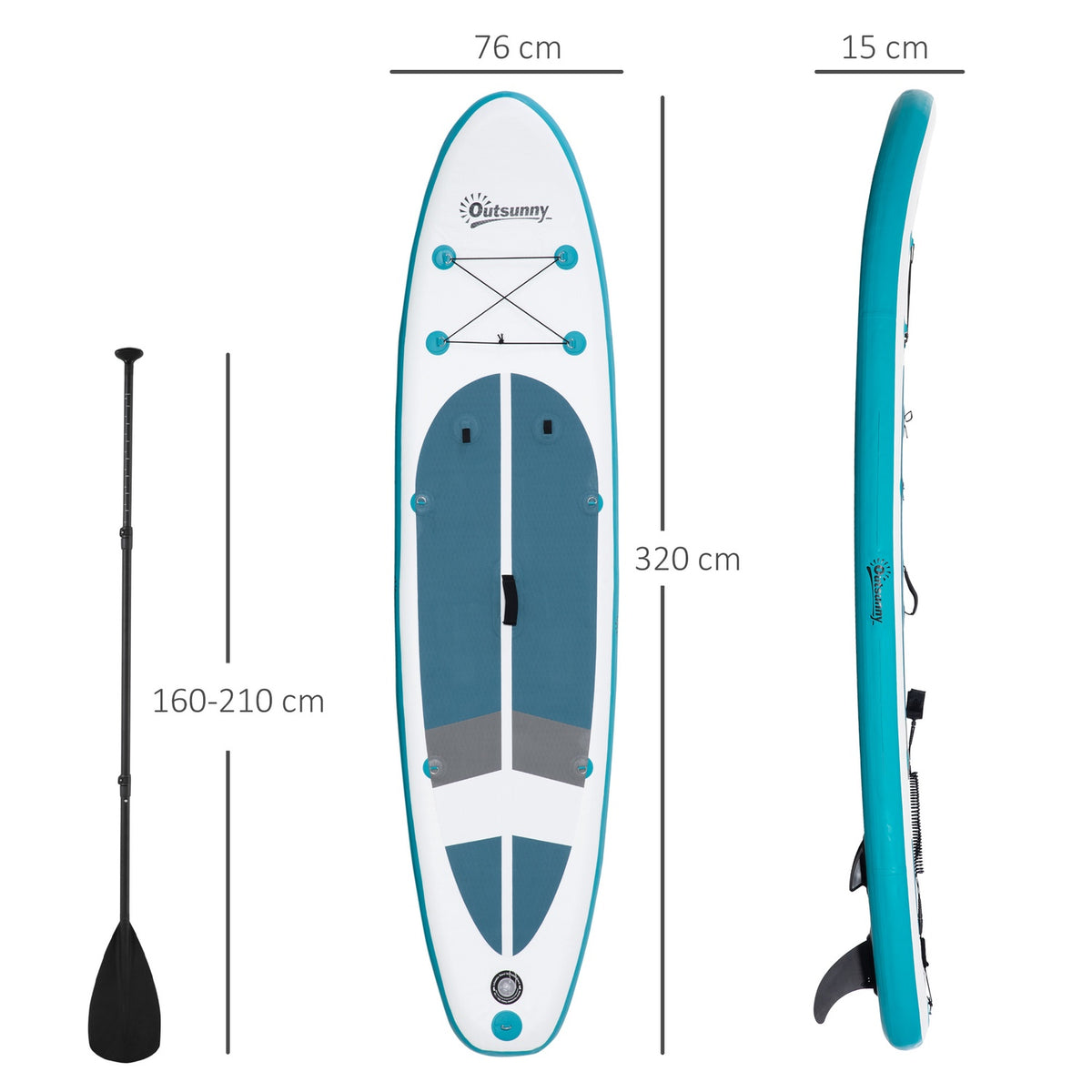 Inflatable Surfboard 320 Cm Surfboard Sup Board Kayak Stand Up Board Inflatable Sup Board Set With Adjustable Paddle Foldable Non-Slip
