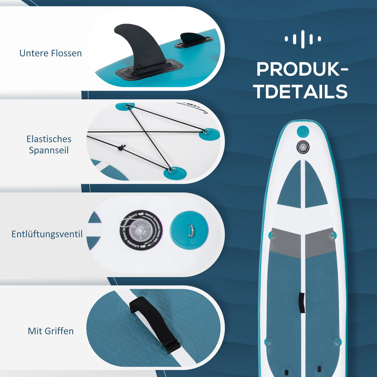 Inflatable Surfboard 320 Cm Surfboard Sup Board Kayak Stand Up Board Inflatable Sup Board Set With Adjustable Paddle Foldable Non-Slip