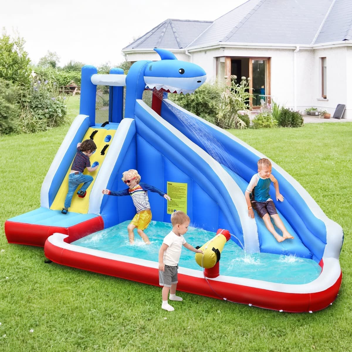 Inflatable Water Park Bounce House, Slide, Climb Wall