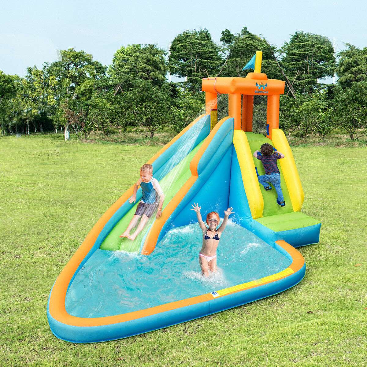 Inflatable Water Slide Bounce House With Blower, Splash Pool