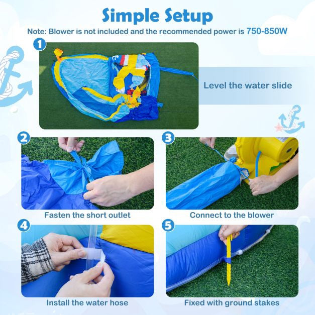 Inflatable Water Slide with Splash Pool, Cannon, Climbing Wall