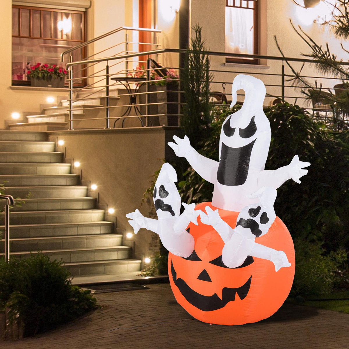 Inflatable pumpkin ghost ghost Halloween decoration air figure with LED lighting, polyester, 120x120x180cm