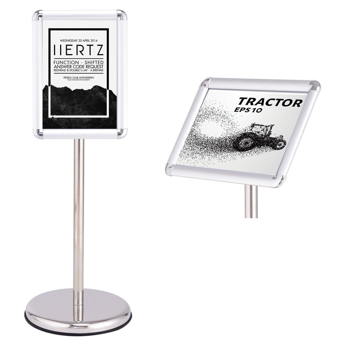 Information stand, information stand, poster stand, customer stopper made of metal, rotatable (A4)