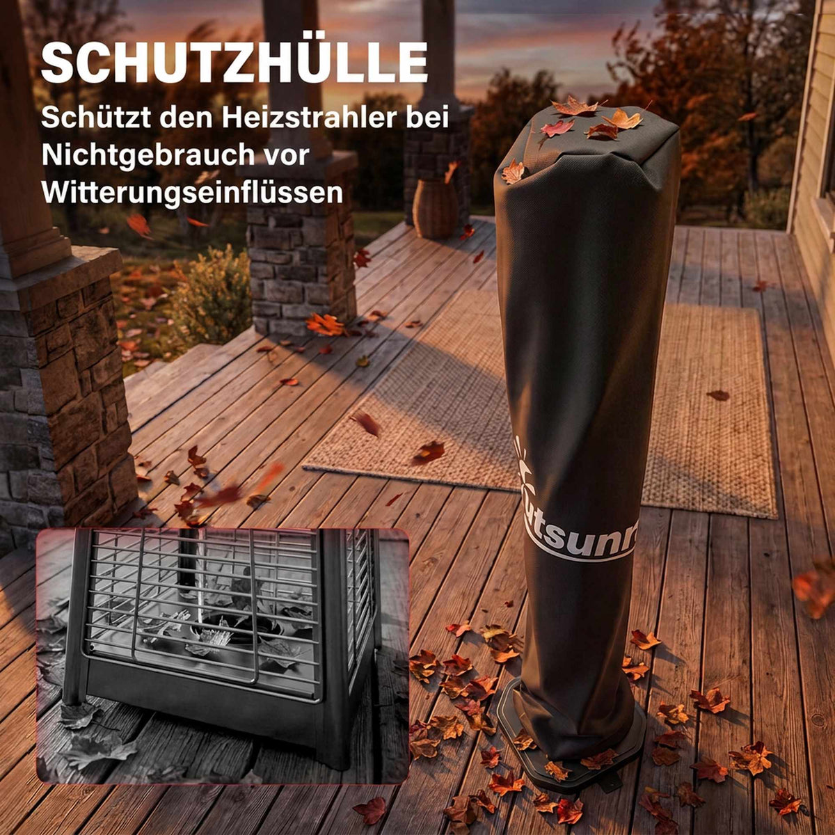 Infrared Patio Heater 2000W, Carbon Fiber, Remote Control