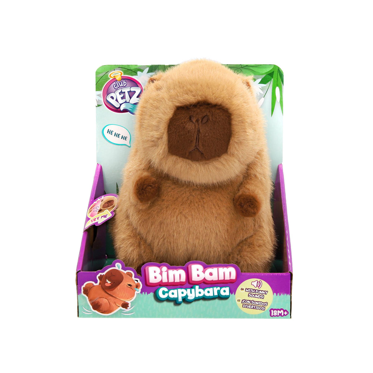 Interactive Capybara Plush Toy, 16 cm, Laughing & Bouncing