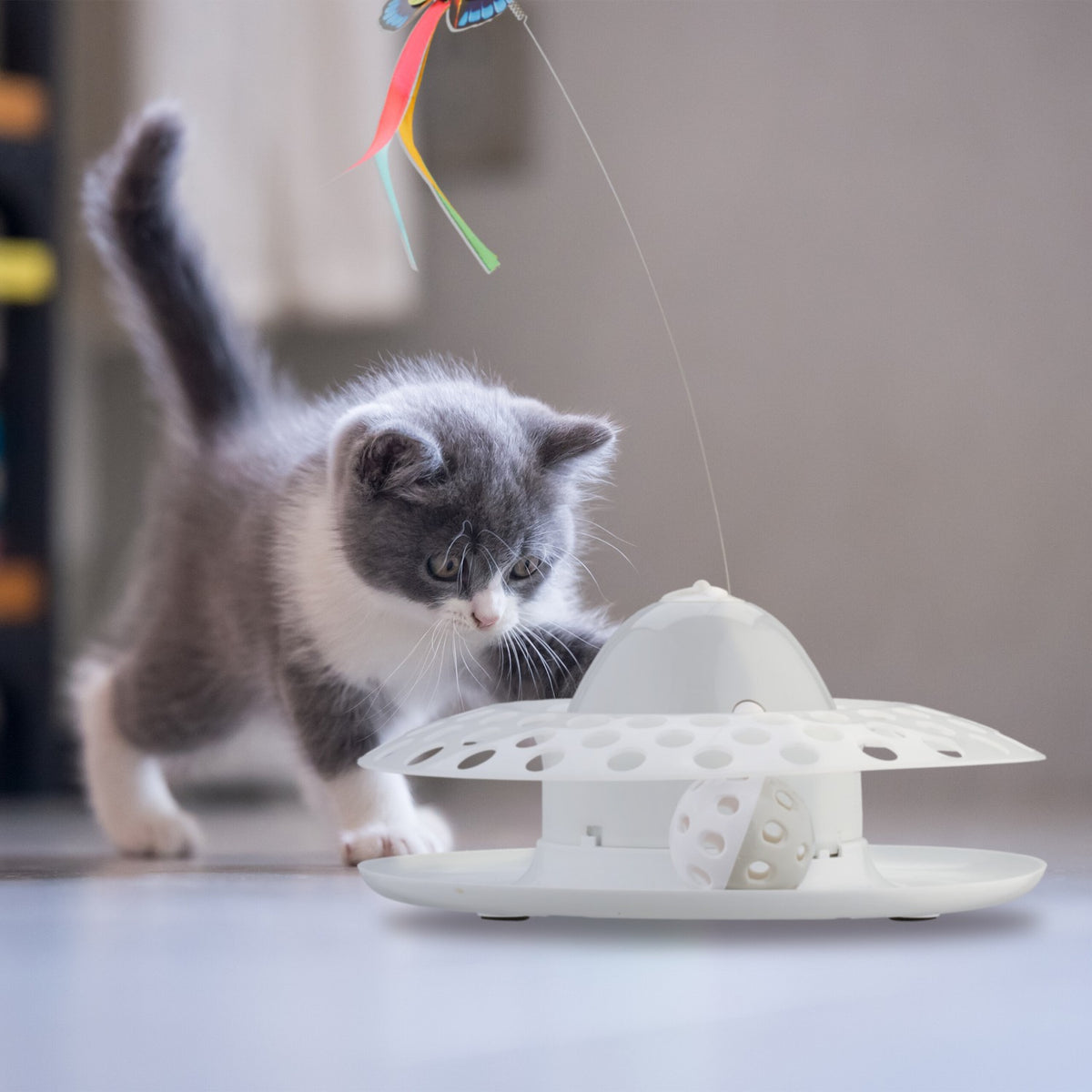 Interactive Cat Toy with Ball Track & Rotating Butterfly
