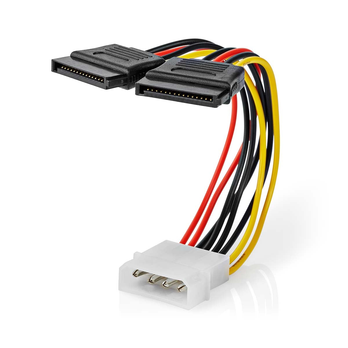 Internal Power Cable | Molex Male | 2x SATA 15-Pin Female | Gold Plated | 0.15 m | Round | PVC | Multicolored | Box