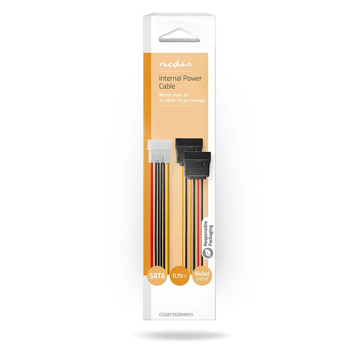 Internal Power Cable | Molex Male | 2x SATA 15-Pin Female | Gold Plated | 0.15 m | Round | PVC | Multicolored | Box