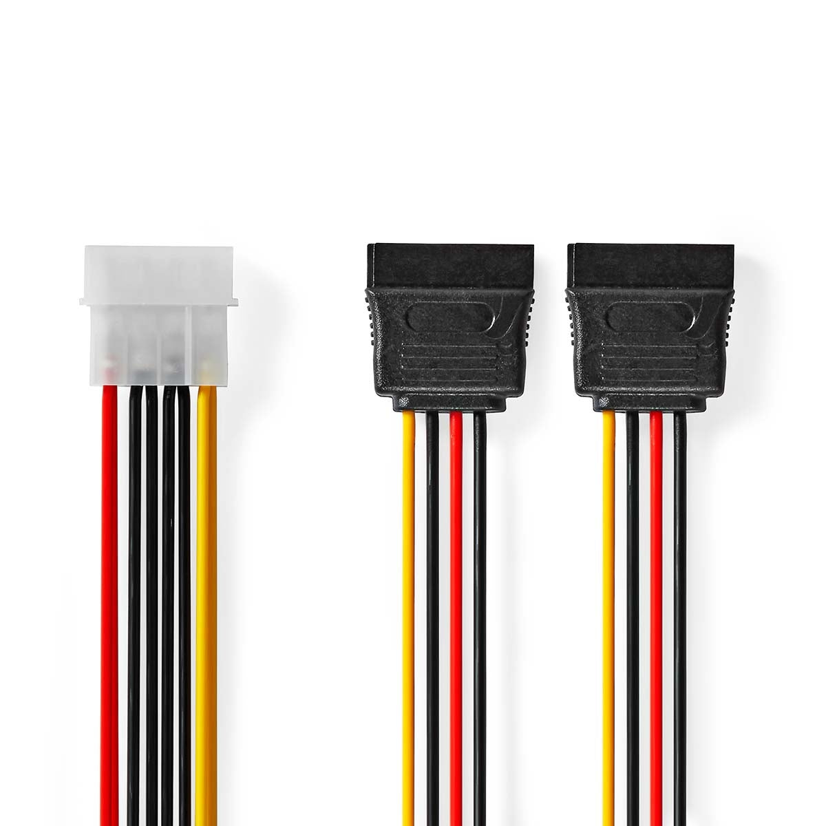 Internal Power Cable | Molex Male | 2x SATA 15-Pin Female | Gold Plated | 0.15 m | Round | PVC | Multicolored | Envelope