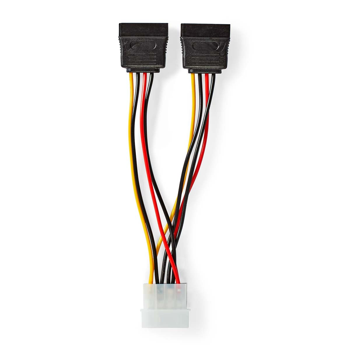 Internal Power Cable | Molex Male | 2x SATA 15-Pin Female | Gold Plated | 0.15 m | Round | PVC | Multicolored | Envelope